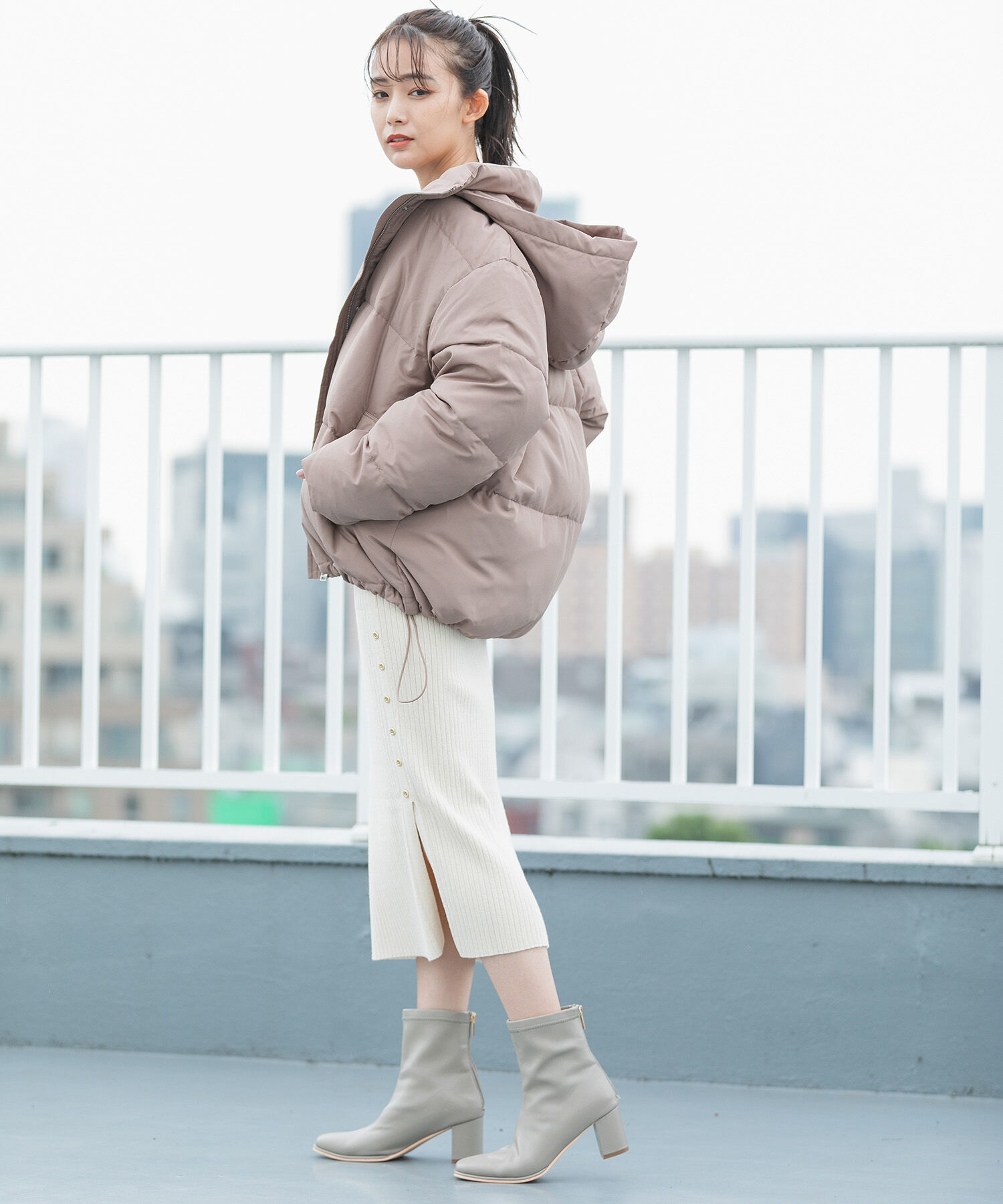 VIS「【Green Down】オーバーサイズフードダウンジャケット」|ダウン|