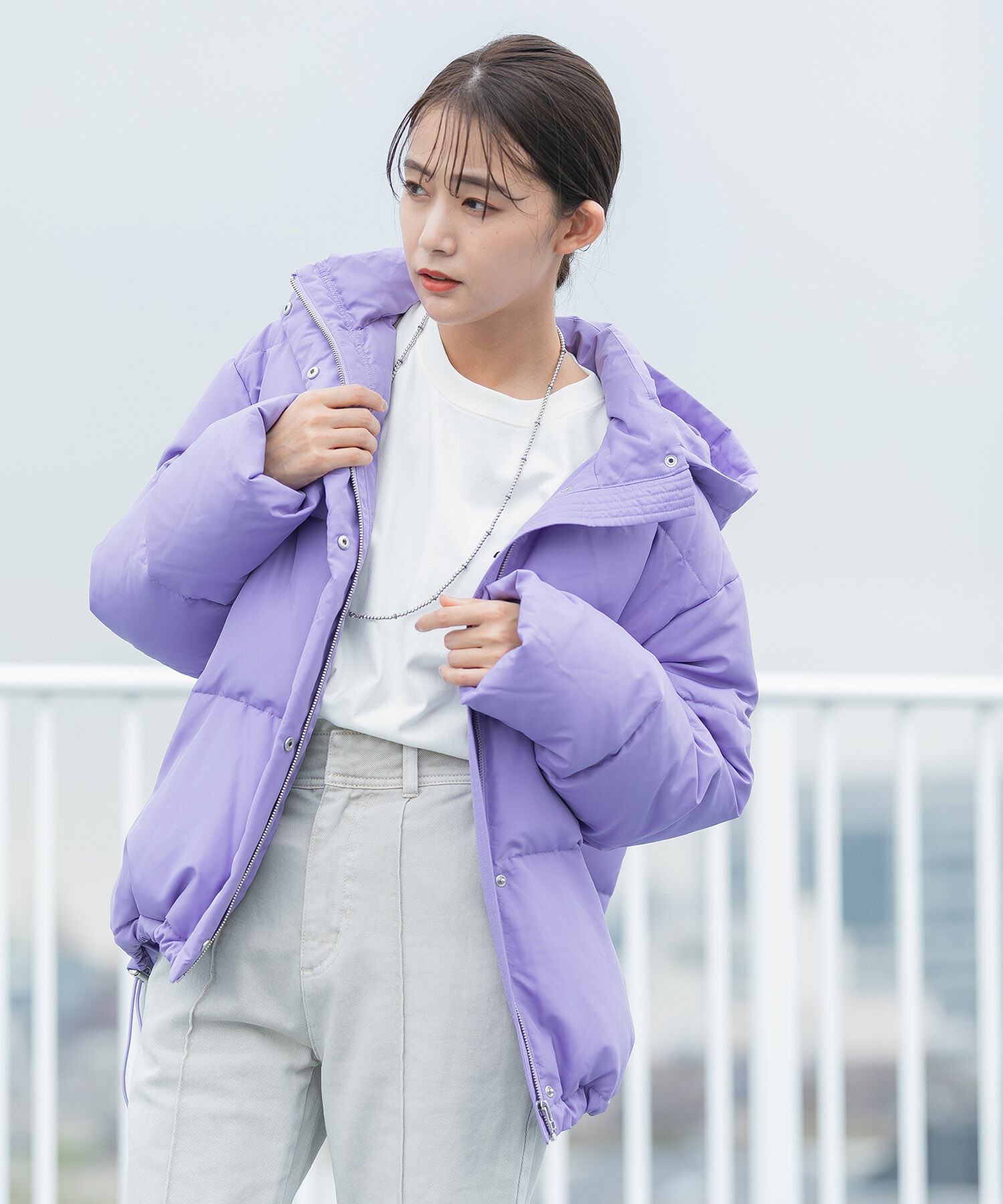 VIS「【Green Down】オーバーサイズフードダウンジャケット」|ダウン|