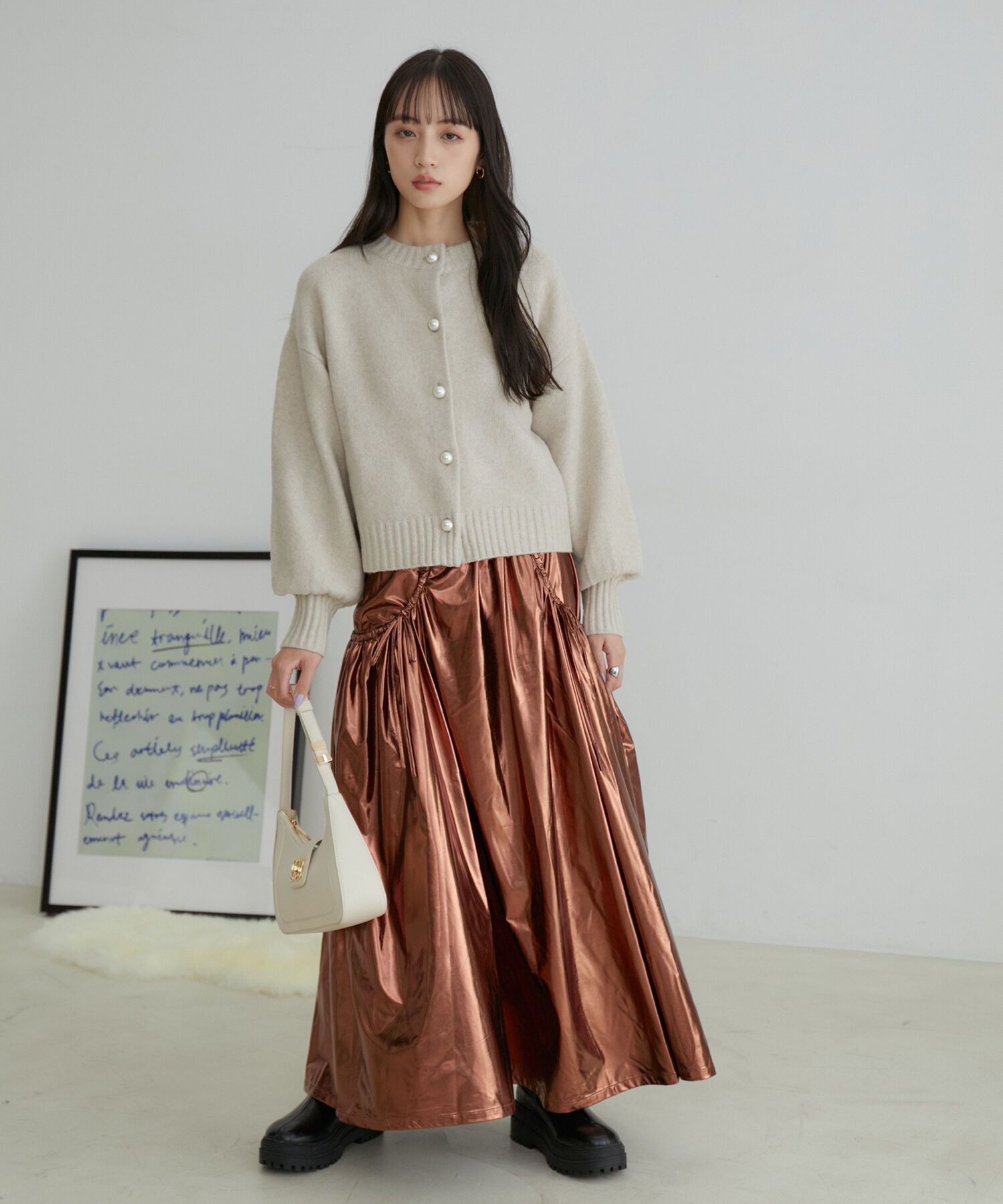 VIS「メタリックギャザースカート」|スカート|