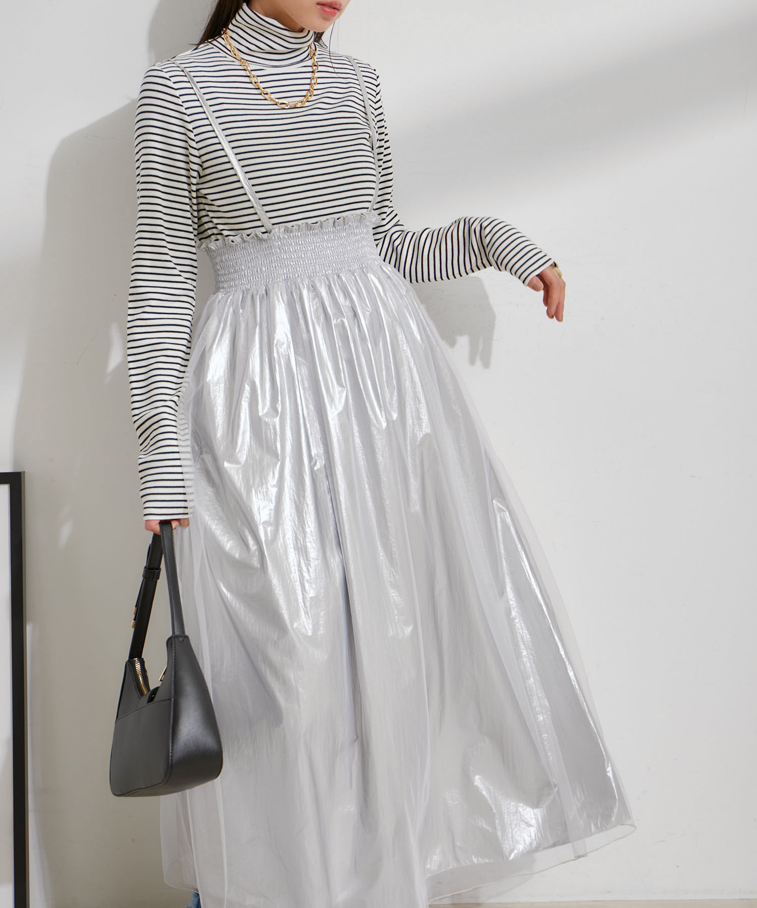 VIS「【2WAY】メタリック重ねチュールワンピース【洗える】」|ワンピース|