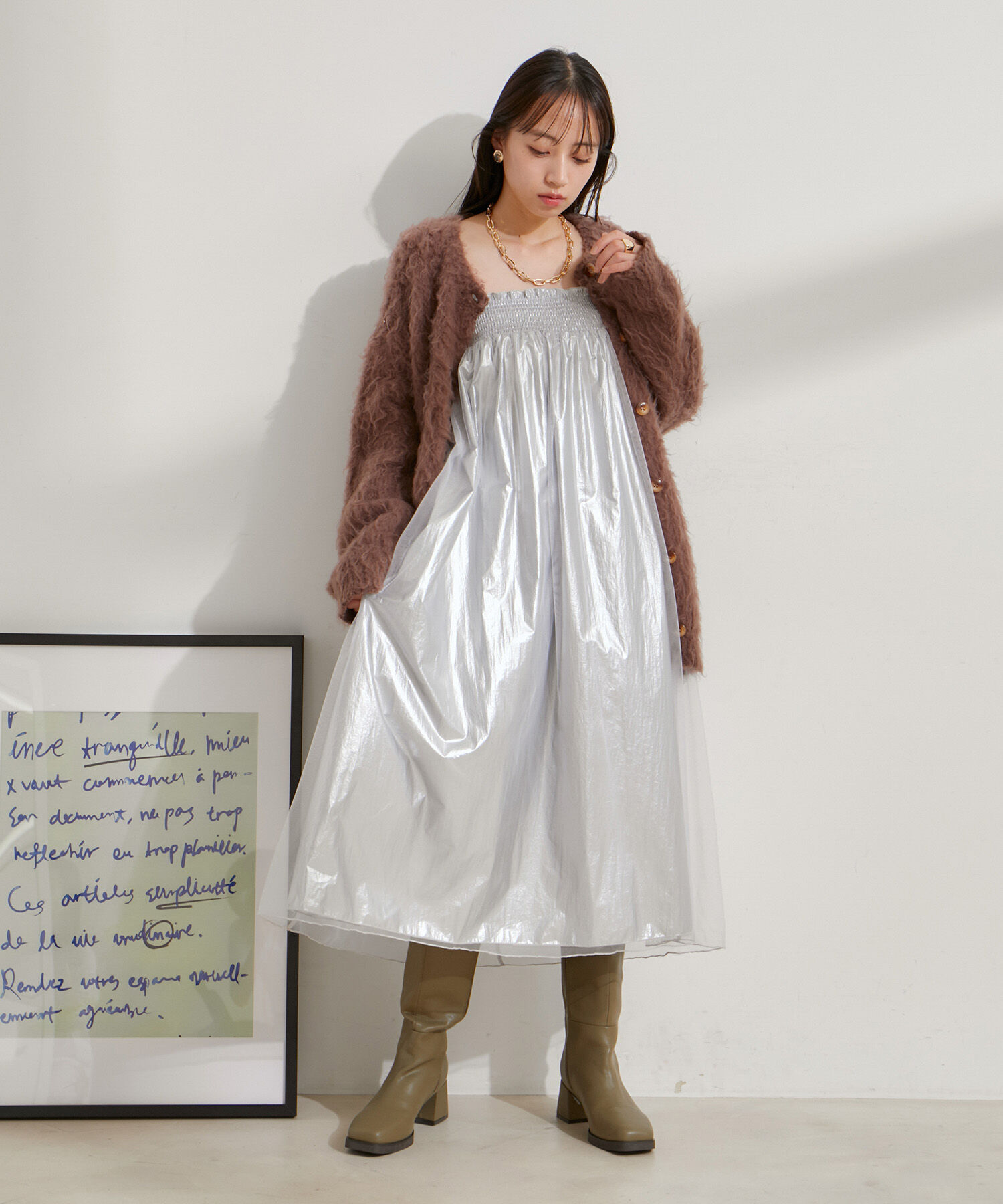 VIS「【2WAY】メタリック重ねチュールワンピース【洗える】」|ワンピース|