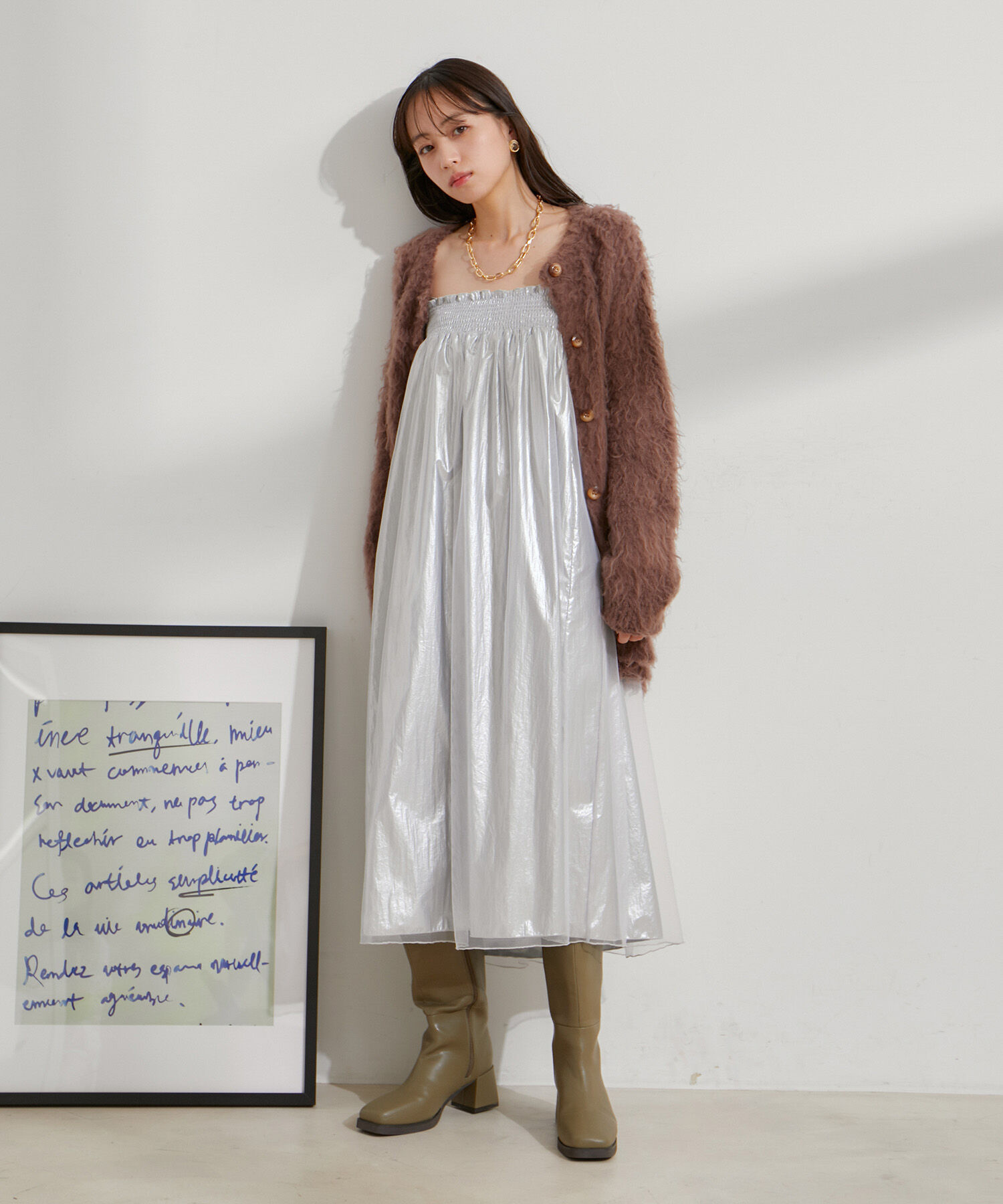 VIS「【2WAY】メタリック重ねチュールワンピース【洗える】」|ワンピース|