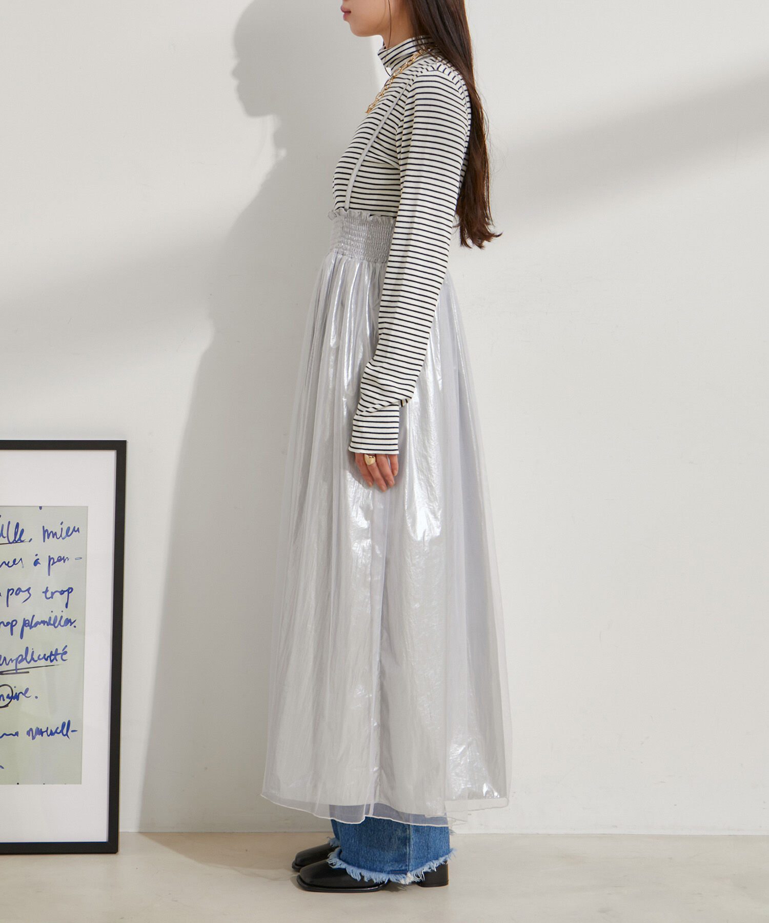 VIS「【2WAY】メタリック重ねチュールワンピース【洗える】」|ワンピース|