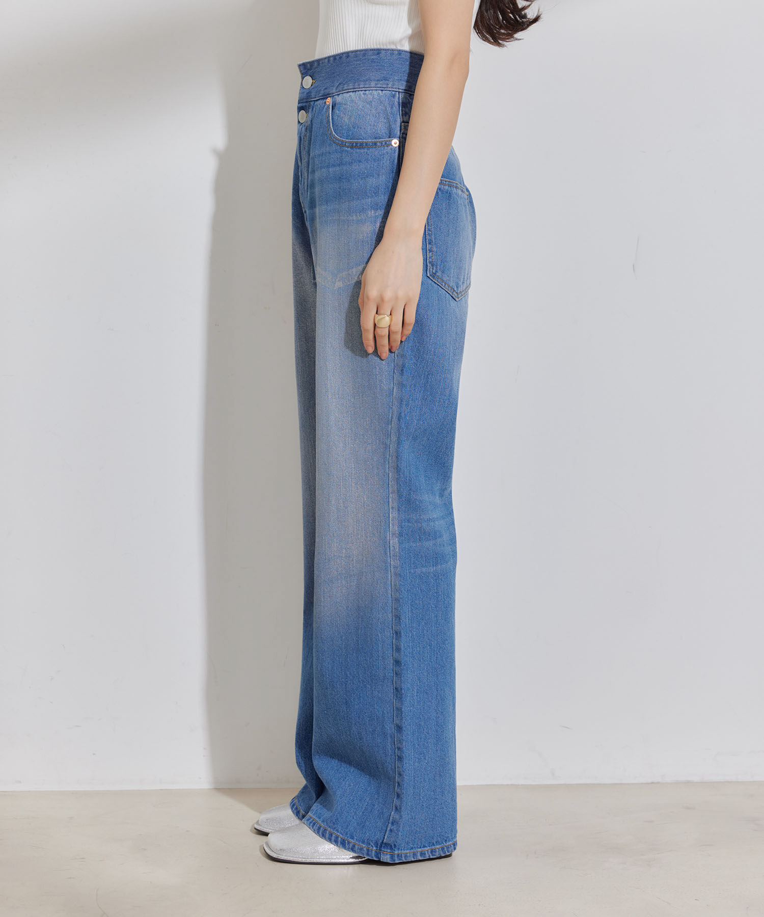 VIS「折り返しフレア箔デニム」|デニム|