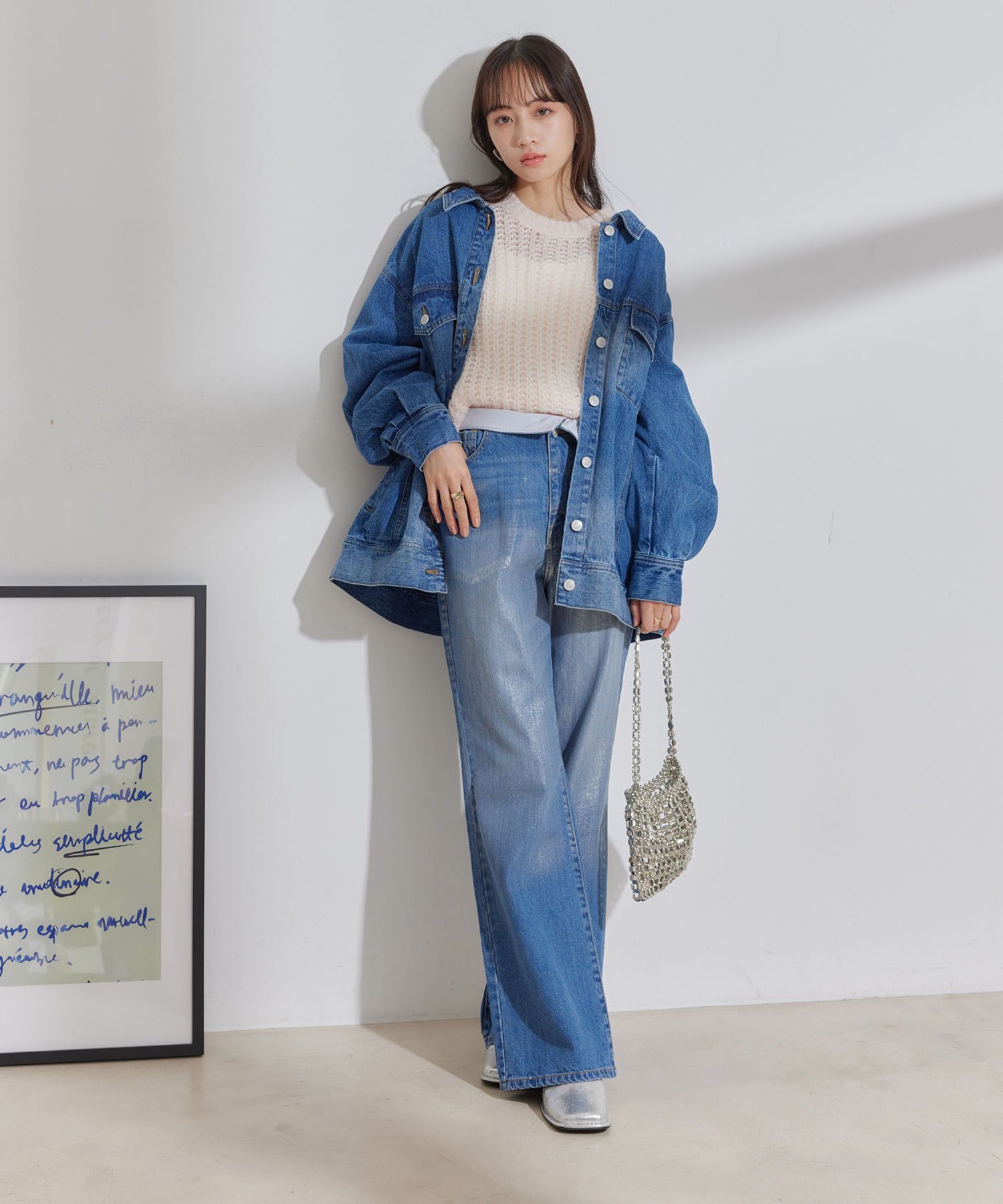 VIS「折り返しフレア箔デニム」|デニム|