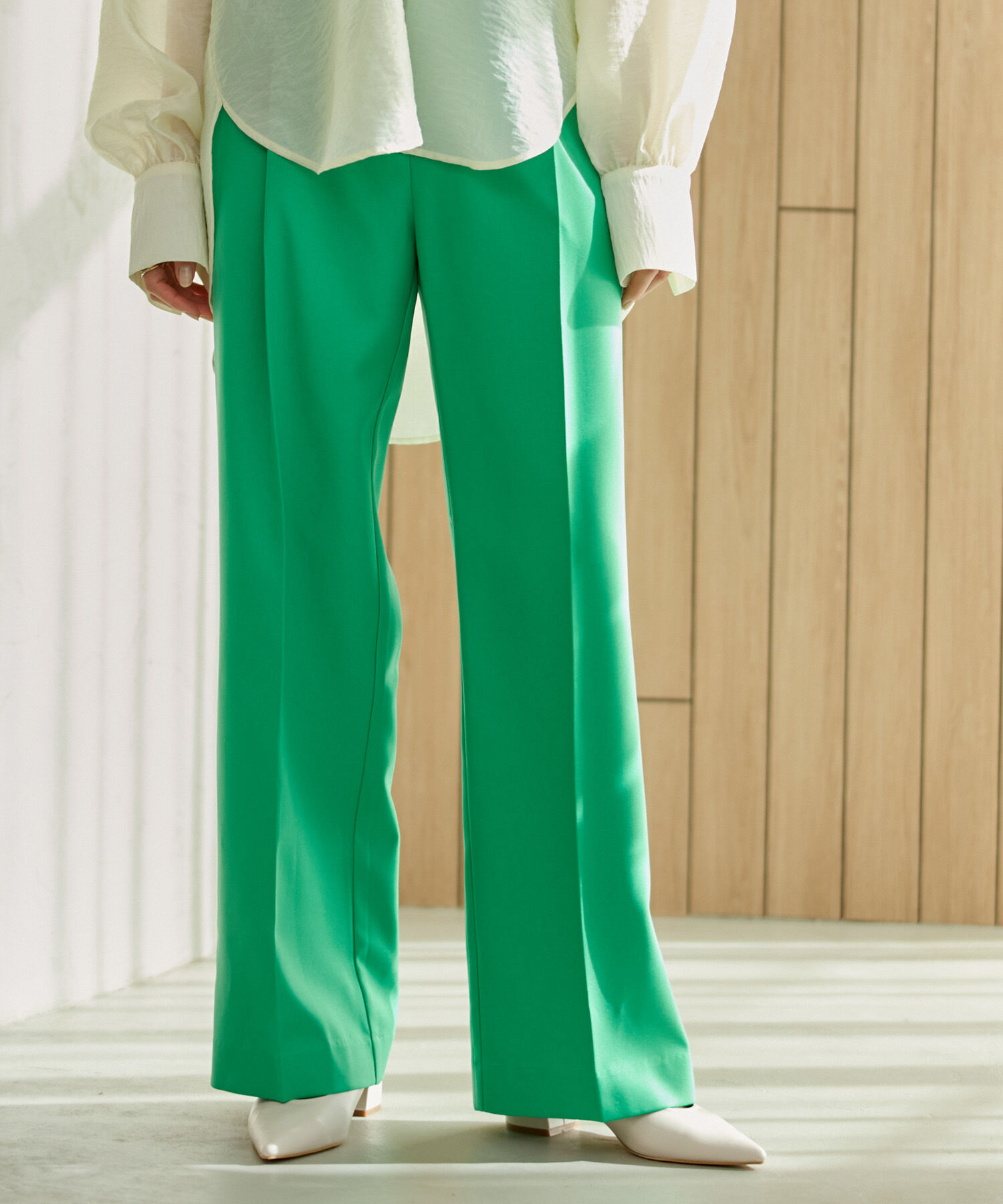 VIS「美HITワンタックストレートパンツ【洗える】」|スラックス|