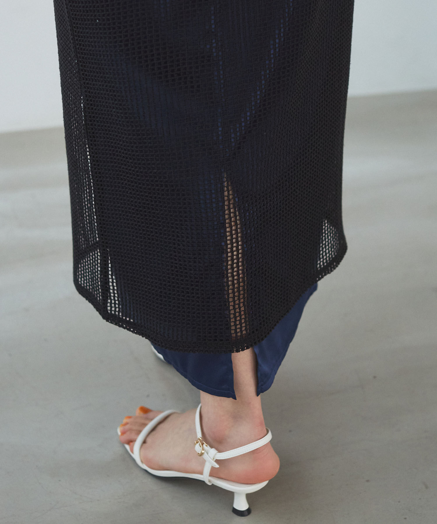 VIS「レイヤードラメメッシュIラインスカート」|スカート|