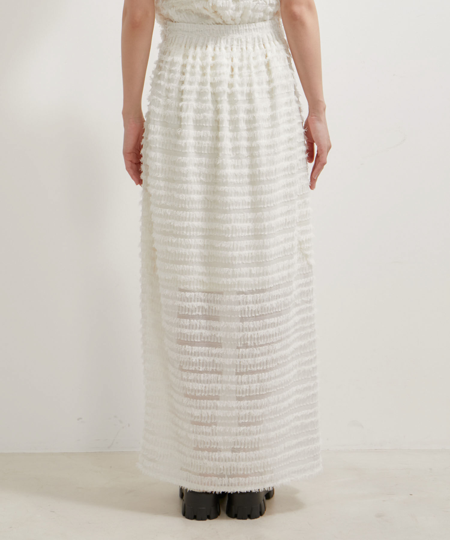 VIS「【洗える】フリンジジャガードスリット入りロングスカート」|スカート|