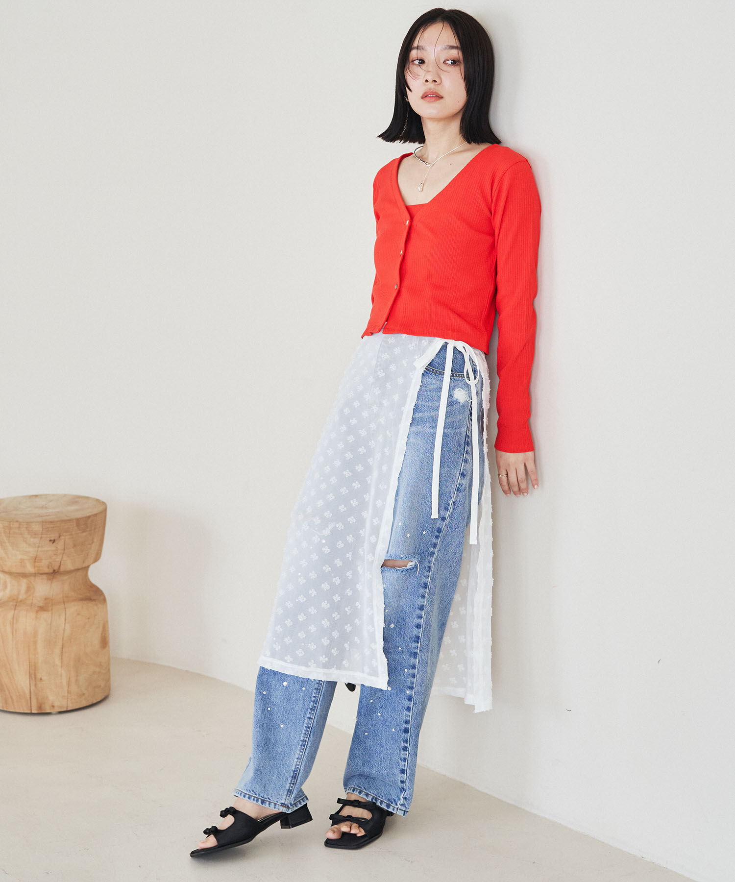 VIS「【WEB/一部店舗限定】アソートレースオーバーラップスカート」|スカート|