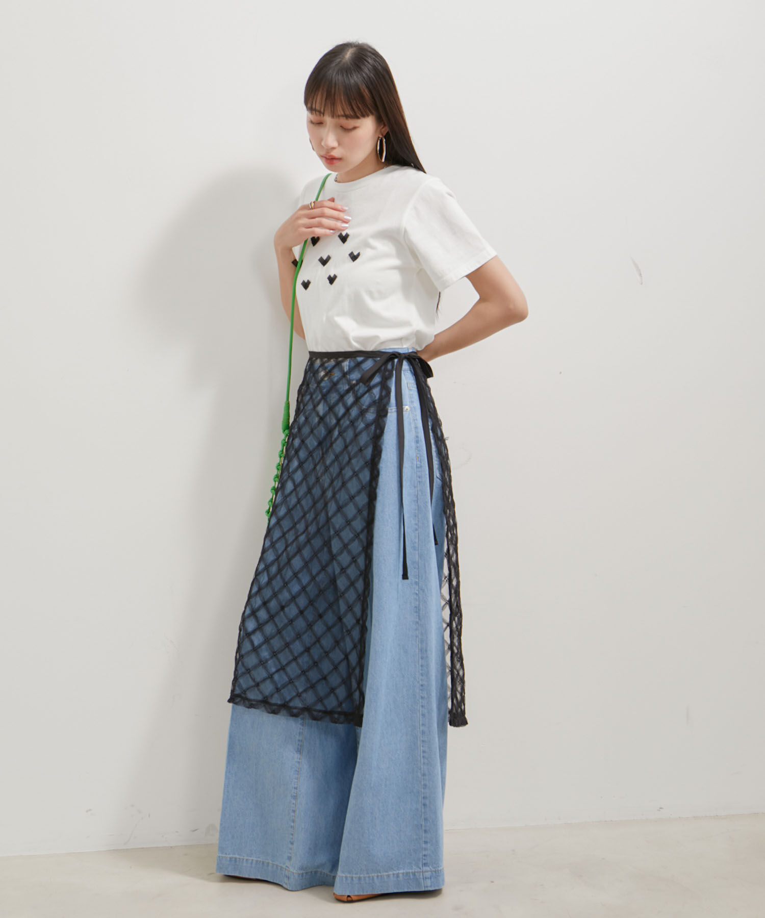 VIS「【WEB/一部店舗限定】アソートレースオーバーラップスカート」|スカート|