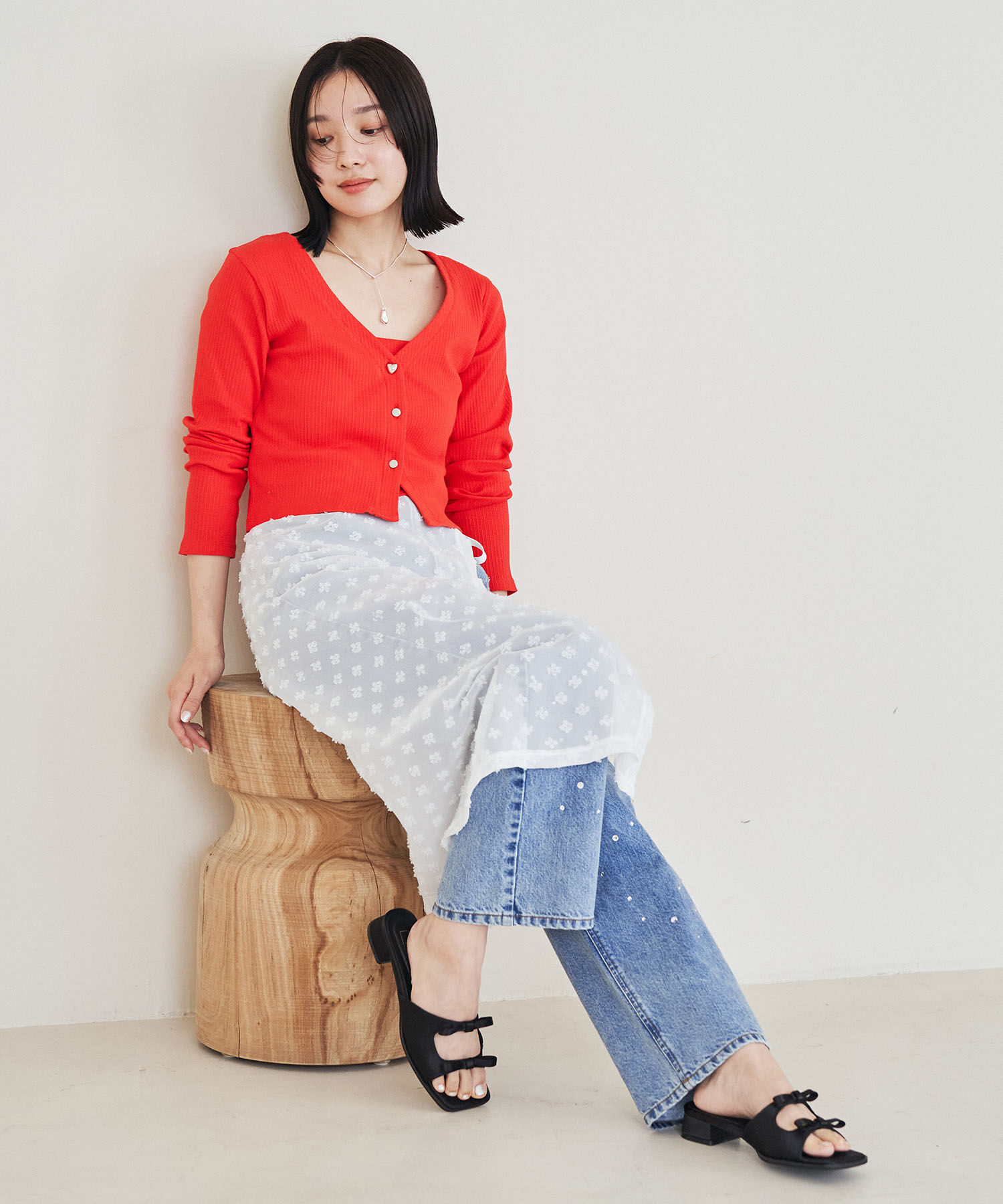 VIS「【WEB/一部店舗限定】アソートレースオーバーラップスカート」|スカート|