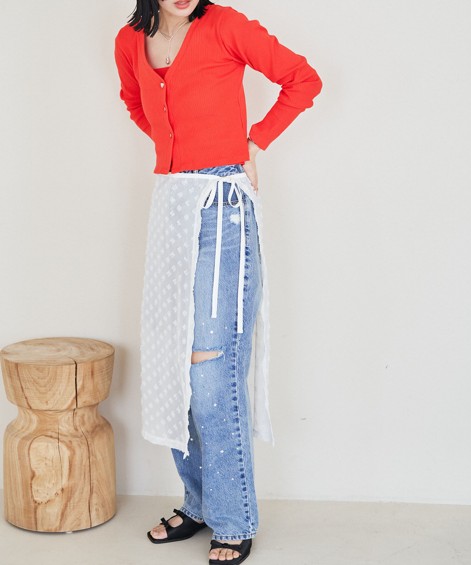 VIS「【WEB/一部店舗限定】アソートレースオーバーラップスカート」|スカート|