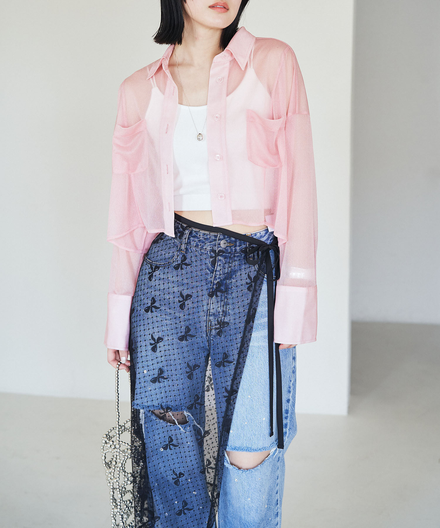 VIS「【WEB/一部店舗限定】アソートレースオーバーラップスカート」|スカート|