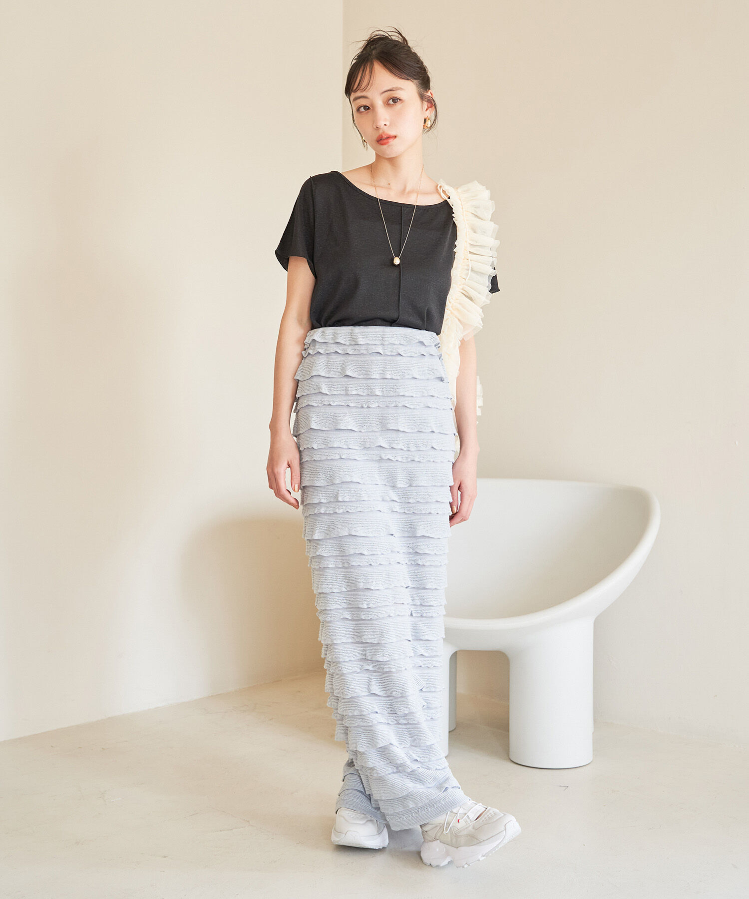 VIS「【選べる着丈】フリンジカットロングスカート【洗える】」|スカート|