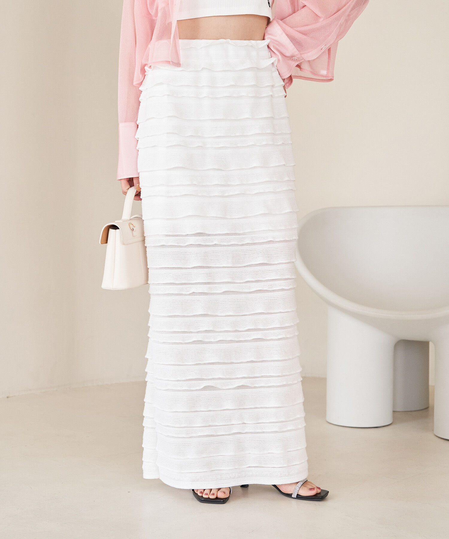 VIS「【選べる着丈】フリンジカットロングスカート【洗える】」|スカート|