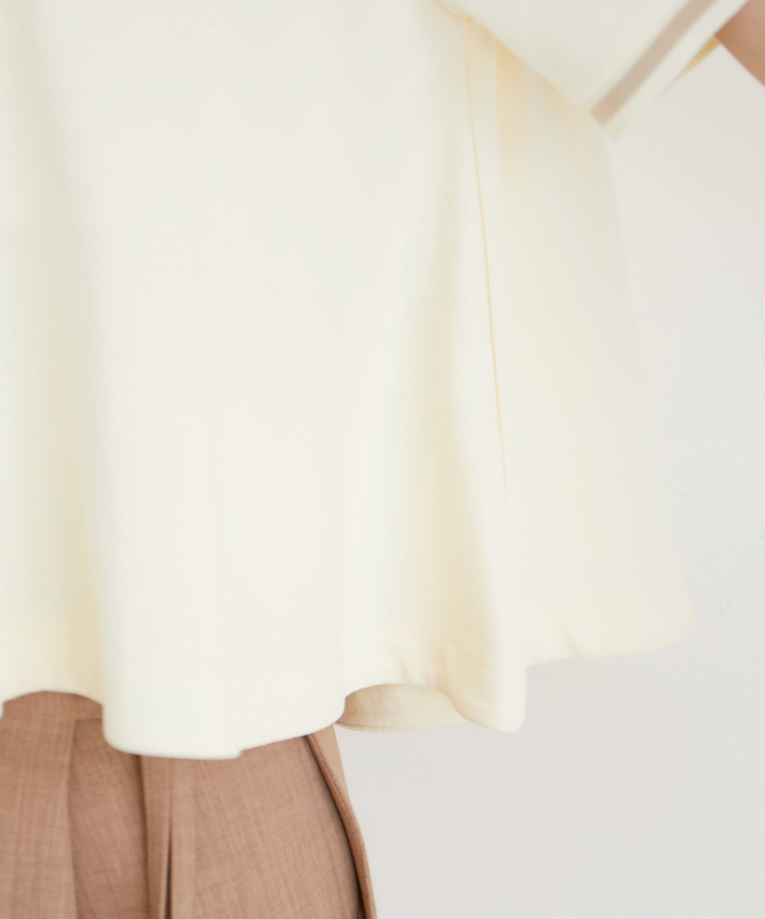 VIS「【洗える】裾フレアポロトップス」|ポロシャツ|