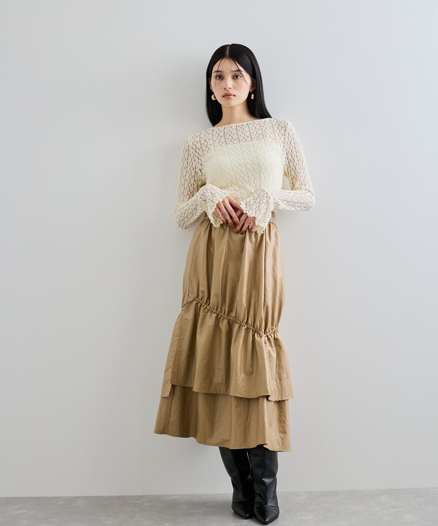 VIS「レースフレアースリーブトップス」|Tシャツ・カットソー|