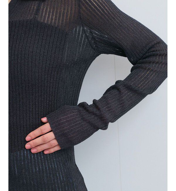 VIS「シアーポロ襟リブカーディガン」|カーディガン|