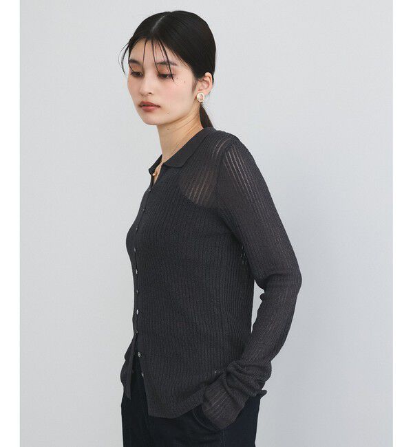 VIS「シアーポロ襟リブカーディガン」|カーディガン|