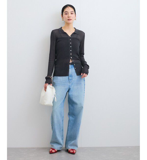 VIS「シアーポロ襟リブカーディガン」|カーディガン|