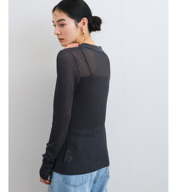 VIS「シアーポロ襟リブカーディガン」|カーディガン|