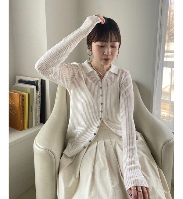 VIS「シアーポロ襟リブカーディガン」|カーディガン|