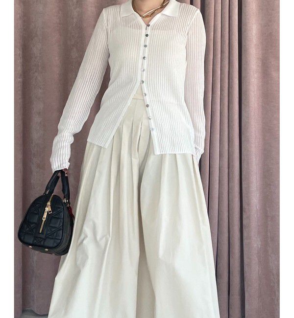 VIS「シアーポロ襟リブカーディガン」|カーディガン|