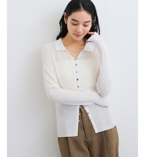 VIS「シアーポロ襟リブカーディガン」|カーディガン|