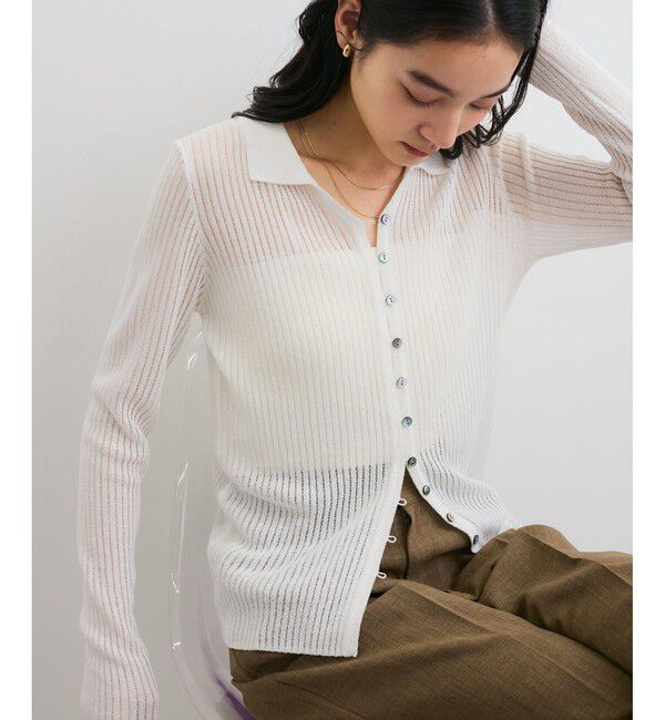 VIS「シアーポロ襟リブカーディガン」|カーディガン|