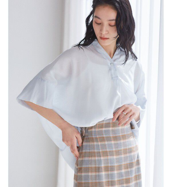 VIS「【WEB限定】バックシャンスキッパーブラウス」|シャツ・ブラウス|サックス(48)