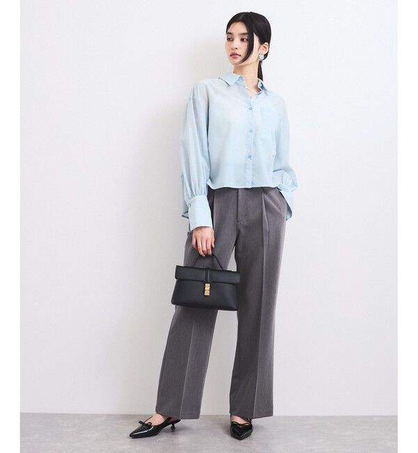 VIS「【防シワ/接触冷感/洗える】ボリュームスリーブショート丈シアーシャツ」|シャツ・ブラウス|