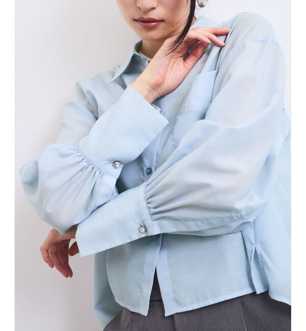 VIS「【防シワ/接触冷感/洗える】ボリュームスリーブショート丈シアーシャツ」|シャツ・ブラウス|