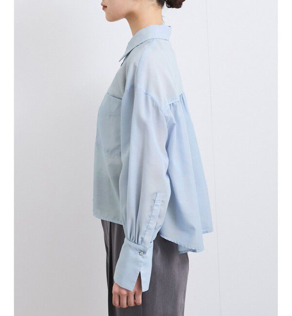 VIS「【防シワ/接触冷感/洗える】ボリュームスリーブショート丈シアーシャツ」|シャツ・ブラウス|