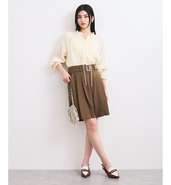 VIS「【洗える】ピンタックスタンドカラーフリルブラウス」|シャツ・ブラウス|