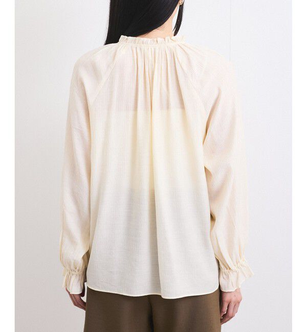 VIS「【洗える】ピンタックスタンドカラーフリルブラウス」|シャツ・ブラウス|
