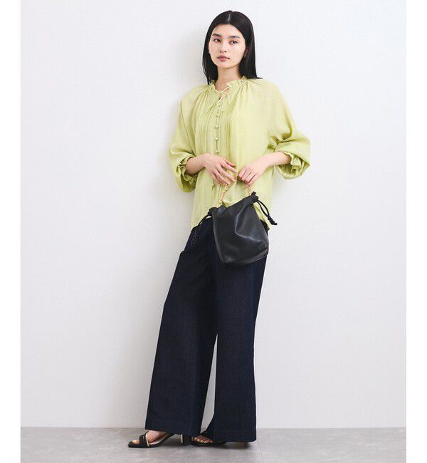 VIS「【洗える】ピンタックスタンドカラーフリルブラウス」|シャツ・ブラウス|