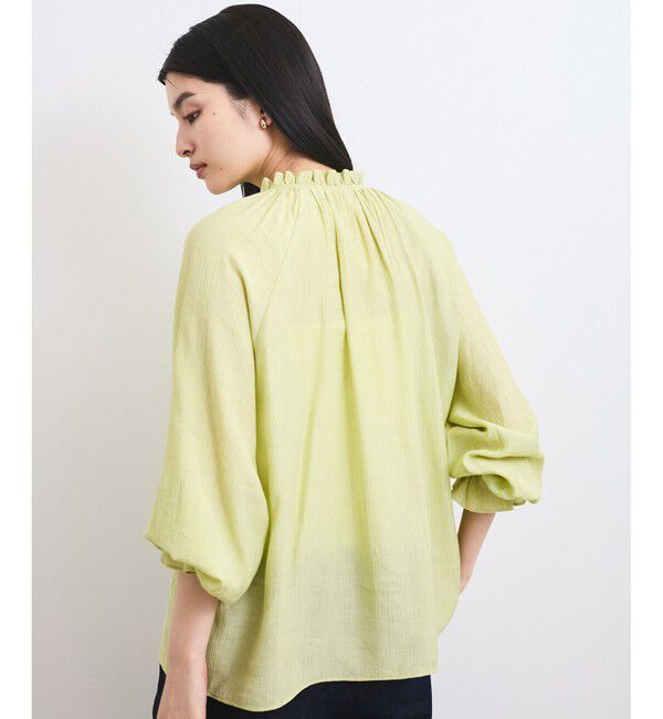 VIS「【洗える】ピンタックスタンドカラーフリルブラウス」|シャツ・ブラウス|