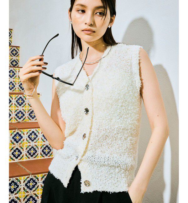 VIS「【洗える】テープヤーンニットベスト」|ベスト・ジレ|