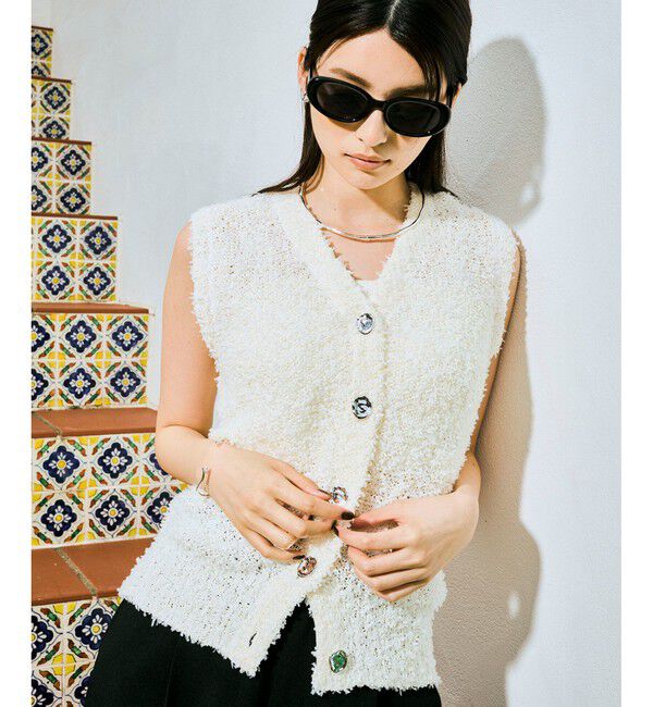 VIS「【洗える】テープヤーンニットベスト」|ベスト・ジレ|