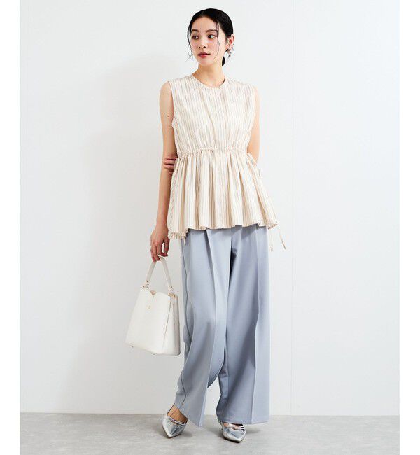 VIS「【WEB限定】ギャザーペプラムブラウス」|シャツ・ブラウス|