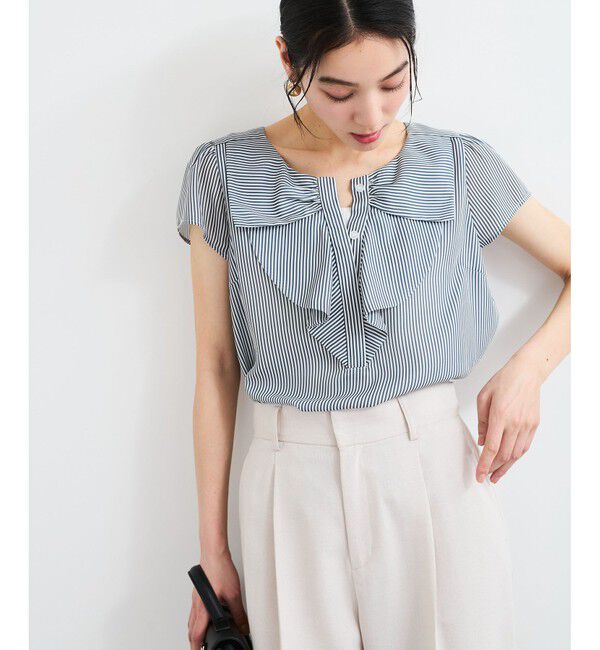 VIS「【WEB限定】【2WAY】リボンモチーフフリルブラウス」|シャツ・ブラウス|