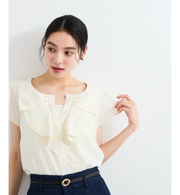 VIS「【WEB限定】【2WAY】リボンモチーフフリルブラウス」|シャツ・ブラウス|オフホワイト(15)