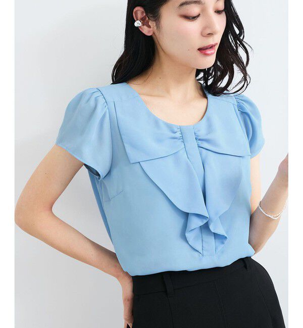 VIS「【WEB限定】【2WAY】リボンモチーフフリルブラウス」|シャツ・ブラウス|サックス(48)