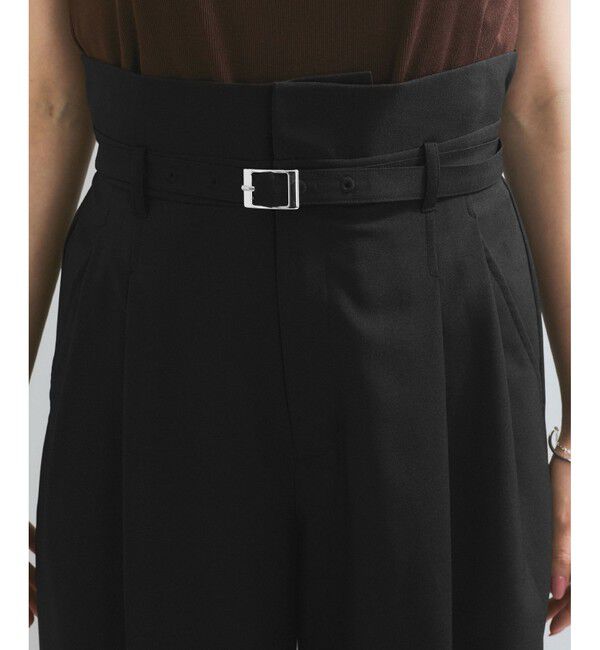 VIS「【新色追加】【防シワ/接触冷感】ベルトディテールタックワイドスラックスパンツ」|スラックス|