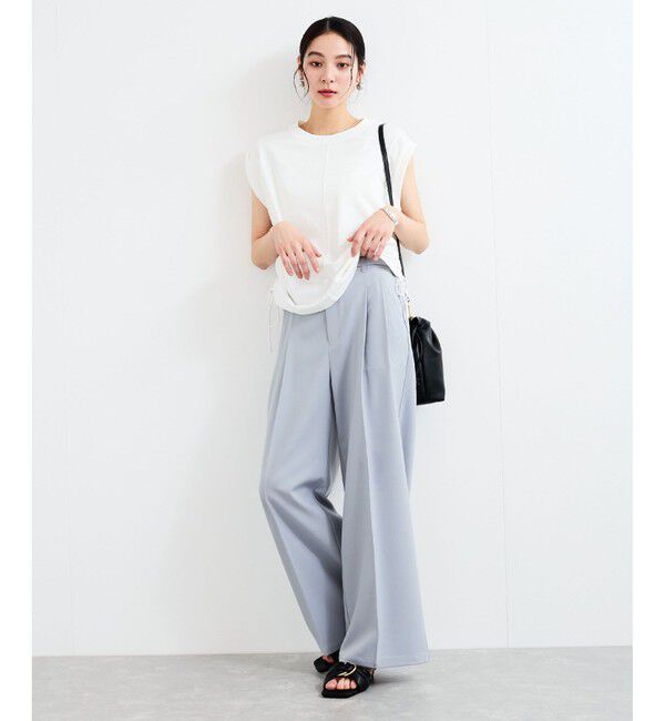 VIS「【WEB限定】サイドドロストシャーリングカットソー」|Tシャツ・カットソー|