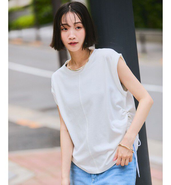 VIS「【WEB限定】サイドドロストシャーリングカットソー」|Tシャツ・カットソー|