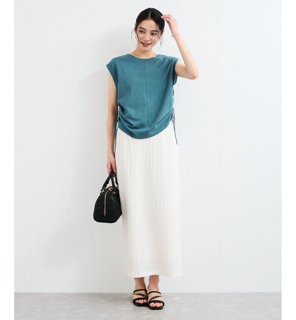 VIS「【WEB限定】サイドドロストシャーリングカットソー」|Tシャツ・カットソー|