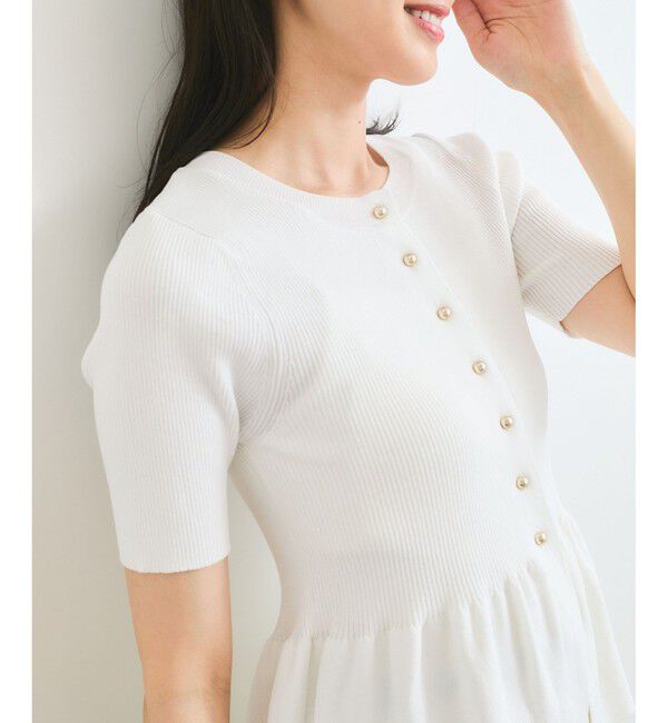 VIS「【アンチピリング】ペプラムハーフスリーブニットカーディガン」|カーディガン|