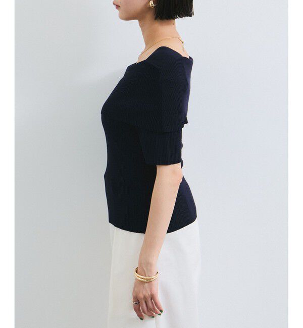 VIS「【アンチピリング/UVケア/洗える】オフショルハーフスリーブニット」|ニット・セーター|