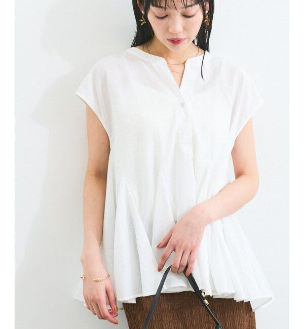 VIS「【防シワ/洗える】スキッパーフレアブラウス」|シャツ・ブラウス|